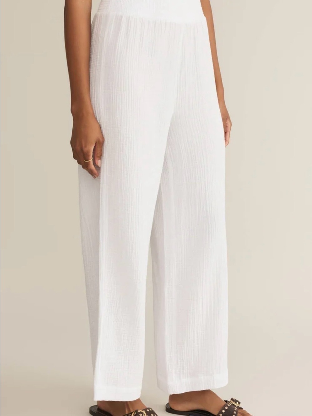 Z Supply Cassidy White Cotton Gauze Full Length Lined Pants M
